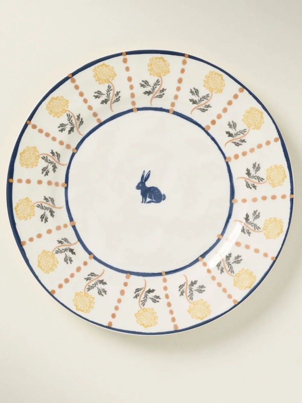 Anthropologie Millie Stoneware Dessert Salad Plate Bunny Rabbit HandPainted